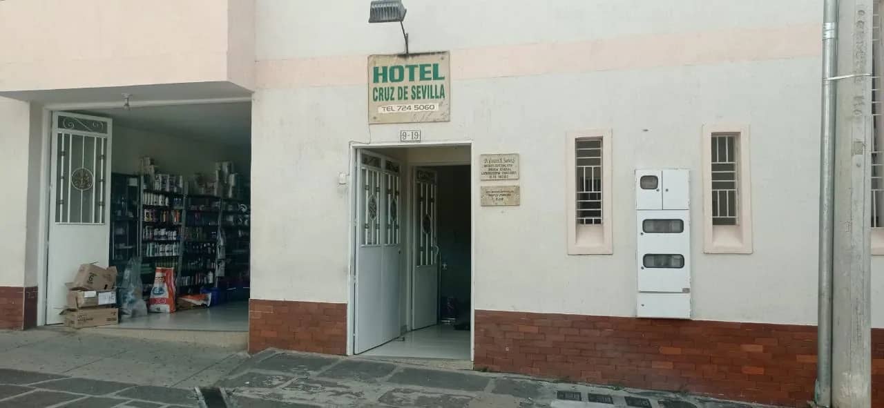Entrance to Hotel Cruz de Sevilla on a downtown San Gil street