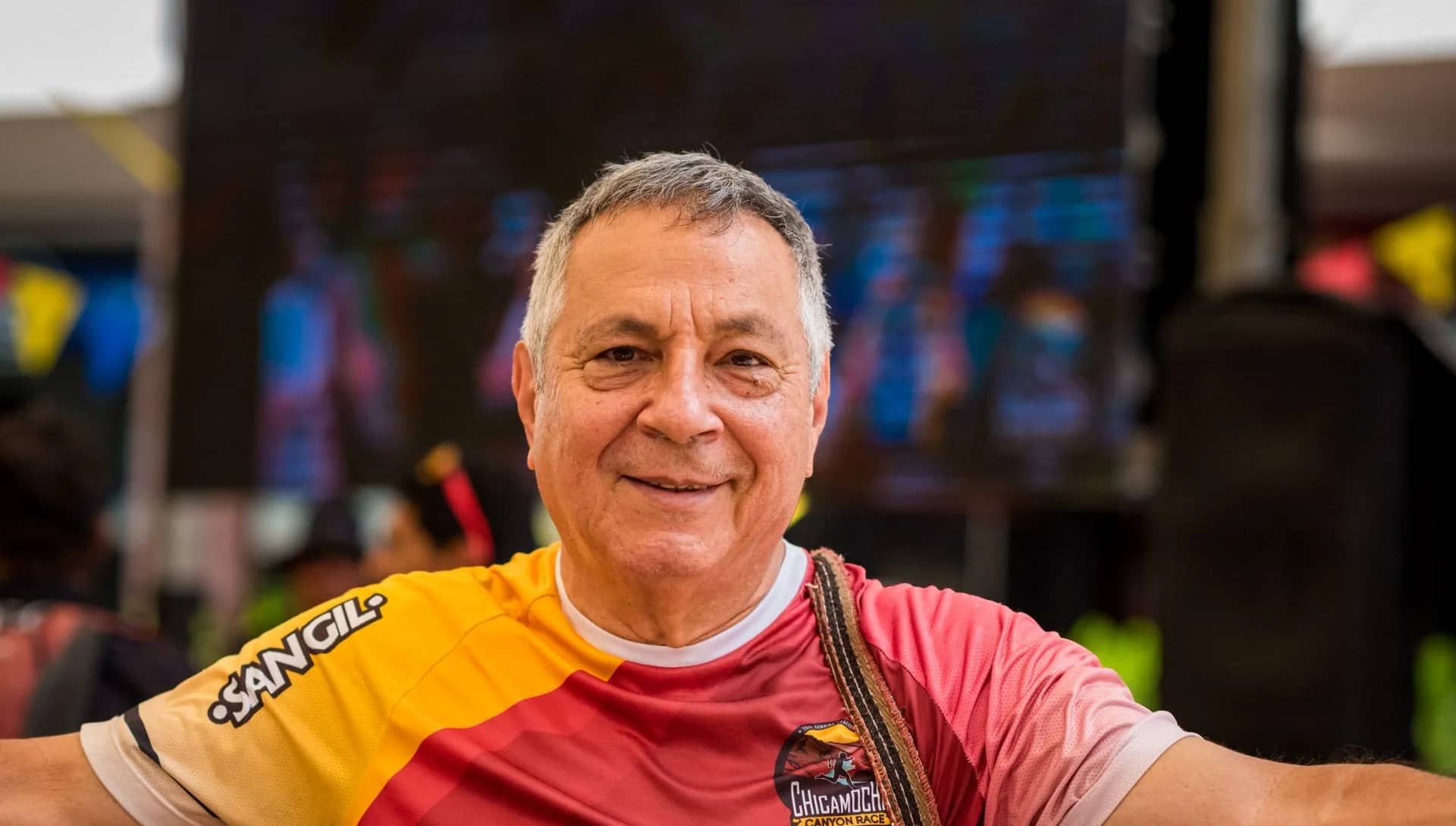 Jaime Boada Ordóñez smiling in the red race shirt